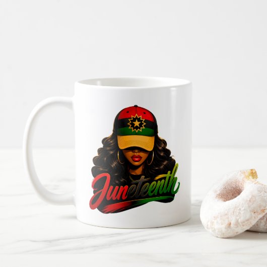 Mug Juneteenth Femmes Afro Noires Mélanine Liberté 186 (Avec donut)