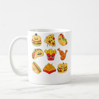 Mug Junk Food Cartoons Fried Food Pizza Chicken Nugget