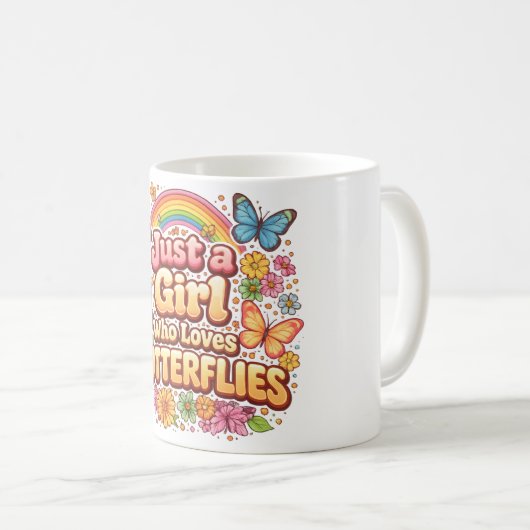 Mug Just a Girl Who Loves Butterflies – Cute Floral  (Devant droit)