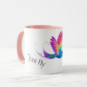 Mug Just Fly - Vibrant Rainbow Hummingbird Art for Fre (Devant gauche)