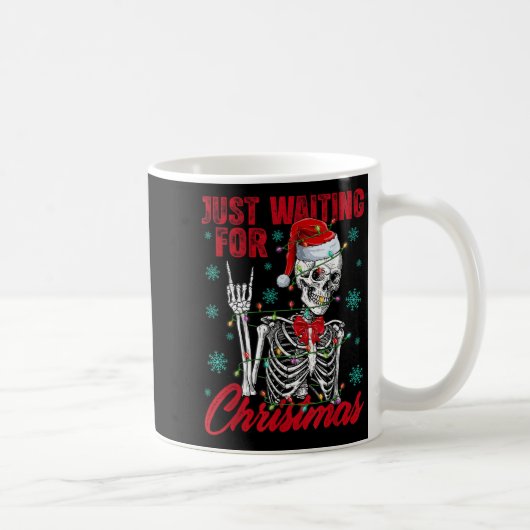 Mug Just Waiting For Christmas Skeleton Rock Hand Sign (Droite)