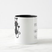 Mug Juste accroché là dessin animé de chat noir texte (Centre)
