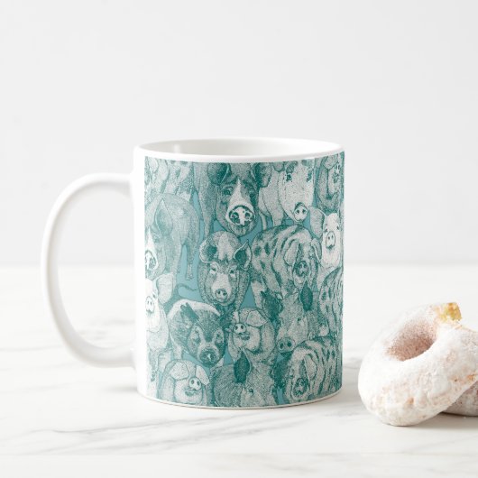 Mug juste des cochons turquoise viridian (Avec donut)