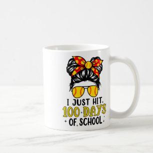 Mug Juste Frapper Heureux 100 Jours D'école Softball C