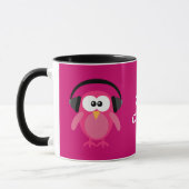 Mug Juste hiboux roses de Chillin avec des écouteurs (Gauche)