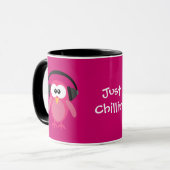 Mug Juste hiboux roses de Chillin avec des écouteurs (Devant gauche)