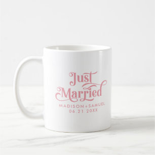 Mug Juste Marié Élégante Typographie Rose