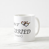 Mug Juste marié (Enfin) Gay pride avec symboles de gen (Devant droit)