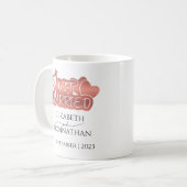 Mug Juste marié Rose moderne Gold Foil Couples noms (Devant gauche)