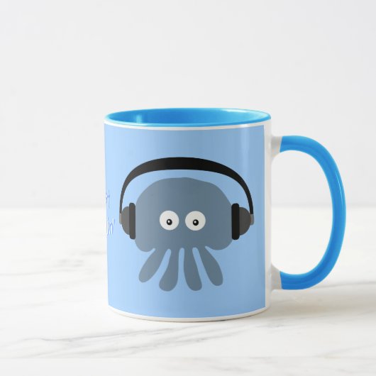 Mug Juste méduses bleues de Chillin avec des écouteurs (Droite)