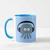 Mug Juste méduses bleues de Chillin avec des écouteurs (Gauche)