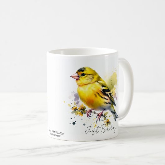 Mug Juste Oiseau/Finch Jaune mignonne (Devant droit)