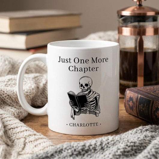 Mug Juste un chapitre de plus Squelette drôle de lectu