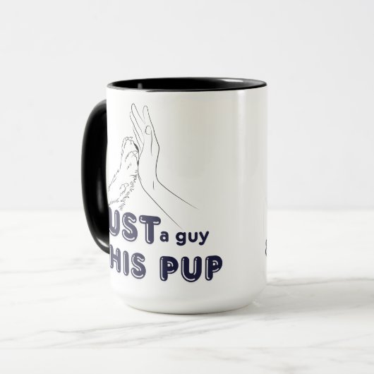 Mug Juste un gars et son chiot Hiving (Devant gauche)