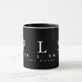 Mug juste un simple noir (avec nom et initiales) (Centre)
