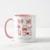 Mug Juste une fille Croquette fraise Bow esthétique (Gauche)