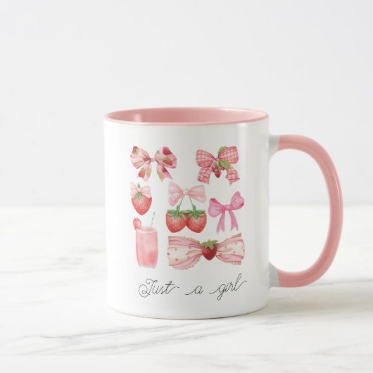 Mug Juste une fille Croquette fraise Bow esthétique (Droite)