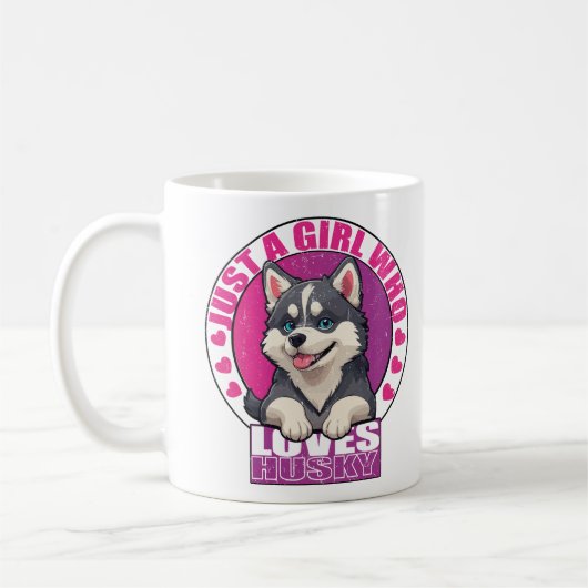 Mug juste une fille qui aime husky, Husky white, huski (Gauche)