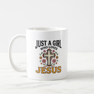 Mug Juste une fille qui aime Jésus Floral Cross Shirt_
