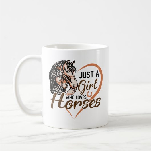 Mug Juste une fille qui aime les chevaux Coeur Cheval  (Gauche)