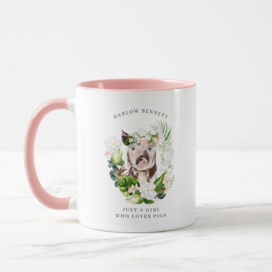 Mug Juste une fille qui aime les cochons | Monogramme (Gauche)