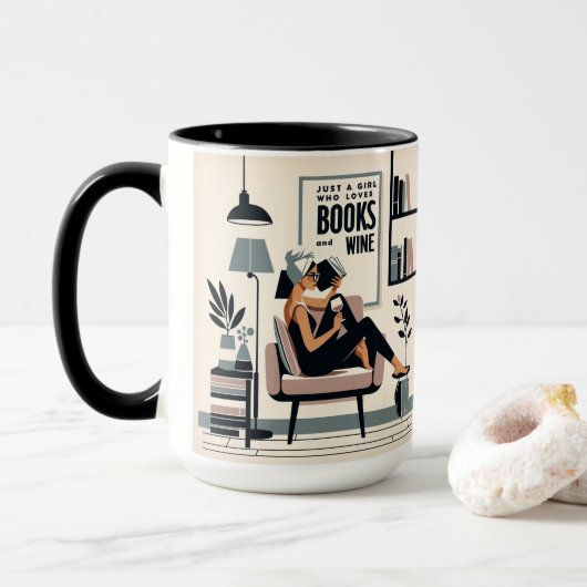 Mug Juste une fille qui aime les livres et le vin (Avec donut)