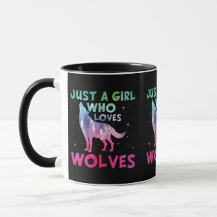 Mug Juste une fille qui aime les loups aquarelle