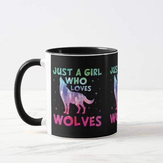 Mug Juste une fille qui aime les loups aquarelle (Gauche)