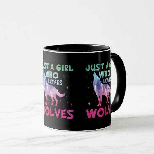 Mug Juste une fille qui aime les loups aquarelle (Devant droit)