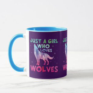 Mug Juste une fille qui aime les loups aquarelle