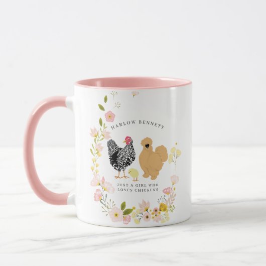 Mug Juste une fille qui aime les poulets | Monogramme (Gauche)