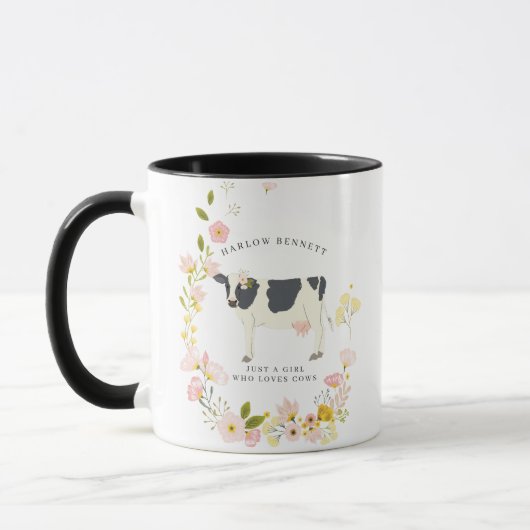 Mug Juste une fille qui aime les vaches | Monogramme (Gauche)