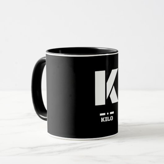 Mug K(Kilo) OTAN Alphabet phonétique et code morse (Devant gauche)