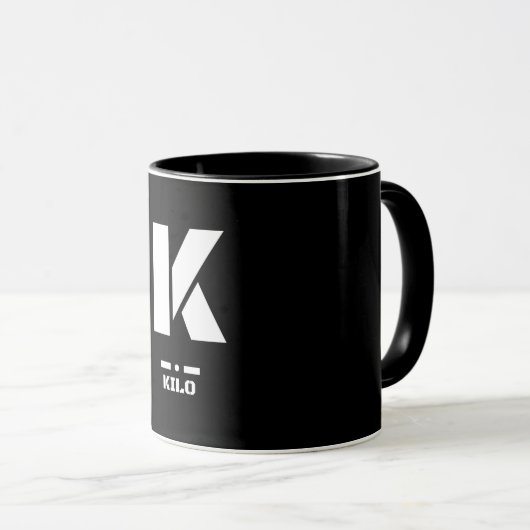 Mug K(Kilo) OTAN Alphabet phonétique et code morse (Devant droit)
