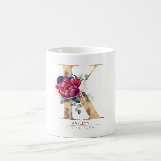 Mug K Monogram Floral Bourgogne Rouge et bleu marine (Centre)