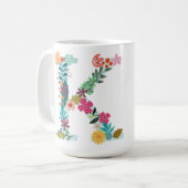 Mug K Monogramme Mug, Floral K Initial, Botanique (Devant gauche)