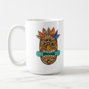 Mug Kahuna Tiki Masque Skate Surfer King Hawaii