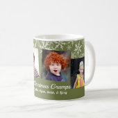 Mug Kaki Green Photo Collage Snowflakes Noël (Devant droit)