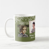 Mug Kaki Green Photo Collage Snowflakes Noël (Gauche)