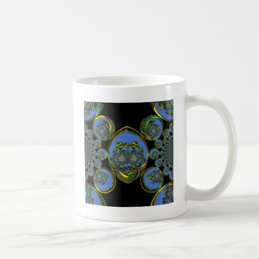 Mug Kaleidoscope bleu et jaune Imprimer (Droite)