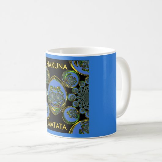 Mug Kaleidoscope bleu et jaune Imprimer (Devant droit)