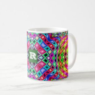 Mug Kaleidoscope de couleur Texte personnalisé Monogra