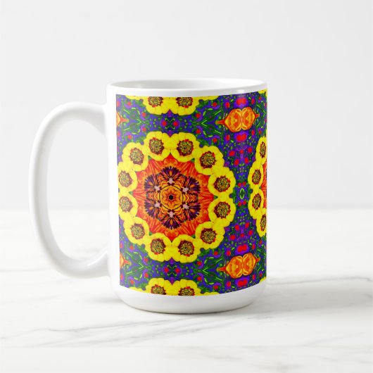 Mug Kaléidoscope de fleurs dorées (Gauche)