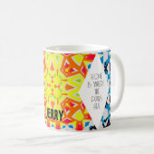 Mug Kaléidoscope géométrique bleu et jaune clair (Devant droit)