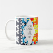Mug Kaléidoscope géométrique bleu et jaune clair (Gauche)