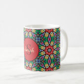 Mug Kaleidoscope Orné Coloré Monogramme Élégant (Devant droit)