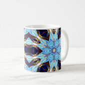 Mug Kaleidoscope psychédélique Fleur Bleu et Orange (Devant droit)