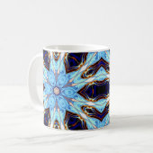 Mug Kaleidoscope psychédélique Fleur Bleu et Orange (Devant gauche)