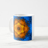Mug Kaleidoscope psychédélique Fleur jaune et bleu (Devant gauche)
