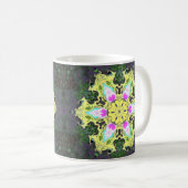 Mug Kaleidoscope psychédélique Fleur Jaune et rose (Devant droit)